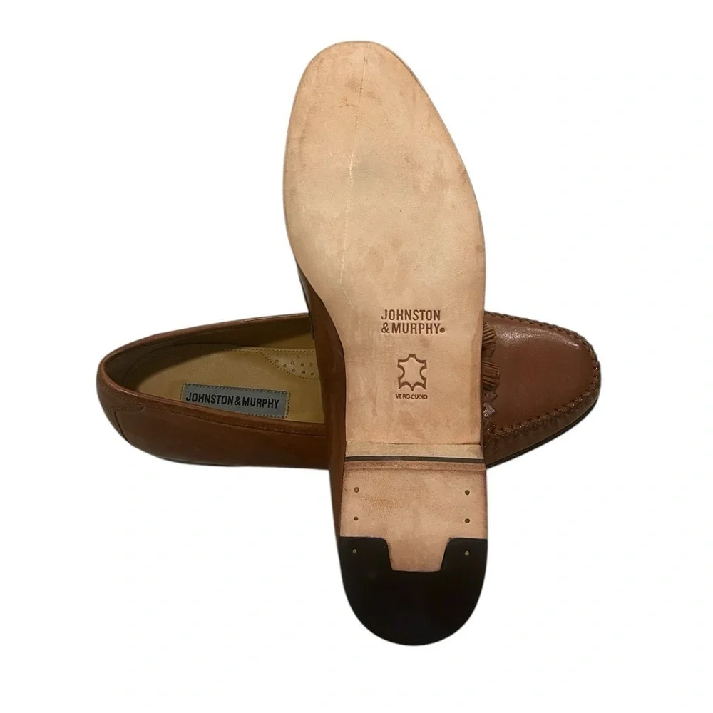 Johnston Murphy‎ Brown Leather Tassel Kiltie Loafers - Size 12M